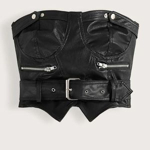 Faux leather bustier